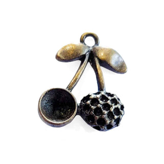 Dije de Cereza de Aleación de Zinc Tono Bronce Envejecido 16×22×4 mm | 5 uds
