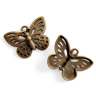 Dije Mariposa de Aleación de Zinc Tono Bronce Envejecido 25×17×3 mm | 3 uds