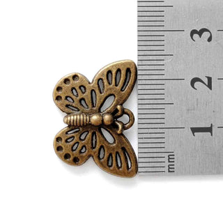 Dije Mariposa de Aleación de Zinc Tono Bronce Envejecido 25×17×3 mm | 3 uds