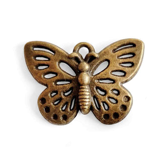 Dije Mariposa de Aleación de Zinc Tono Bronce Envejecido 25×17×3 mm | 3 uds