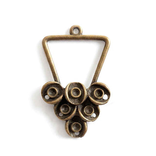 Base con Monturas para Cristales Triangular de Aleación de Zinc Tono Bronce Envejecido 22×38×2 mm | 2 uds
