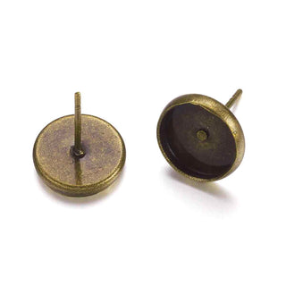 Base Pendiente Bandeja Redonda Tono Bronce Envejecido 8 mm | 3 pares