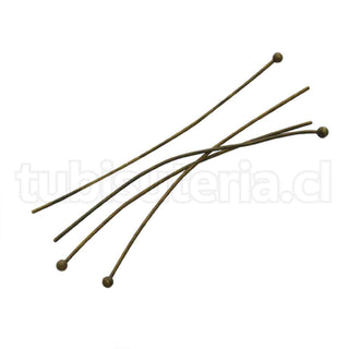 Pasador o vástagos de bola, 50×0.5 mm, Latón, color bronce envejecido, cabeza 1.5 mm.