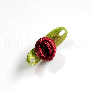 Flores de tela pequeñas, satín, para aplicaciones diversas, besitos, varios tonos para seleccionar, tamaño aproximado 20x6mm.