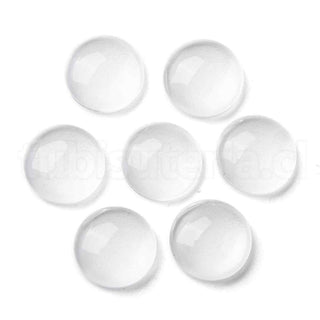 Cabujón de vidrio transparente, cúpula con base plana, varios tamaños.