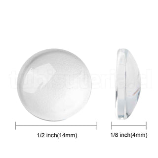 Cabujón de vidrio transparente, cúpula con base plana, varios tamaños.