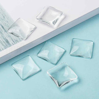 Cabochon de cristal transparente, cuadrado, 25x25x6.5~7.5 mm, 25mm