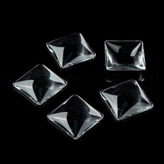 Cabochon de cristal transparente, cuadrado, 25x25x6.5~7.5 mm, 25mm