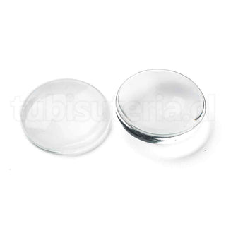Cabujón de vidrio transparente, cúpula con base plana, varios tamaños.