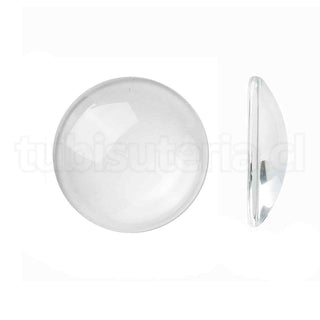 Cabujón de vidrio transparente, cúpula con base plana, varios tamaños.
