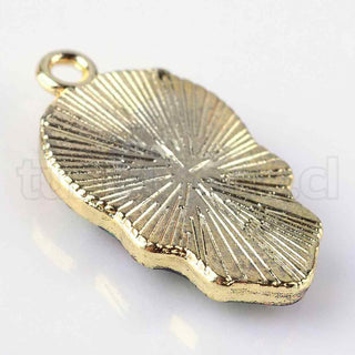 Colgantes de aleación estampados, calavera, base metálica color oro claro, rosa, 22,5x13x2.5 mm.