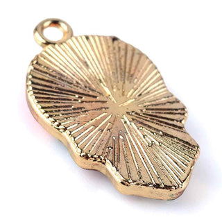 Colgantes de aleación estampados, calavera, base metálica color oro claro, rosa, 22,5x13x2.5 mm.