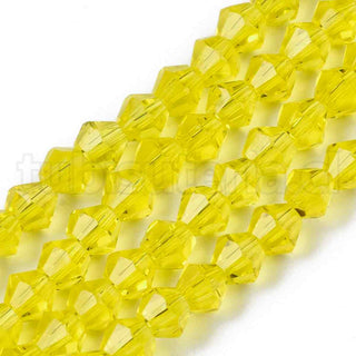 Cuentas de vidrio bicono facetadas, 4 mm, 75~78 pzs/tira.