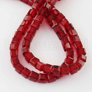 Cuentas de vidrio facetadas, cubos de 4 mm, 98~100 pzs/tira.