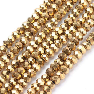 Cristal Chino Rondelle Facetado Metalizado Electrochapado 3 mm, Color a Elegir | 1 tira