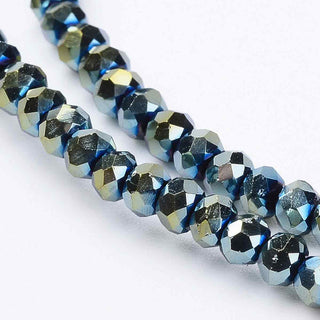 Cristal Chino Rondelle Facetado Metalizado Electrochapado 3 mm, Color a Elegir | 1 tira