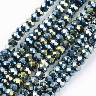 Cristal Chino Rondelle Facetado Metalizado Electrochapado 3 mm, Color a Elegir | 1 tira