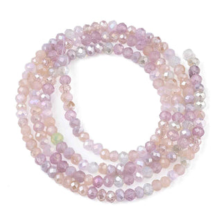 Cristal Chino Rondelle Facetado Rosa Lila Translúcido Electrochapado AB 3 mm | 1 tira