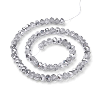 Cristal Chino Rondelle Facetado Medio Electrochapado Plateado 3 mm | 1 tira