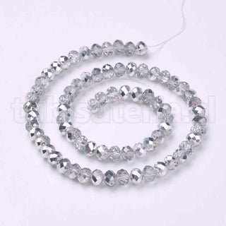 Cristal chino 3x2mm, abalorios de vidrio medio electrochapado, facetadas, rondelle, 135~140 pcz/tira, 32~34 cm