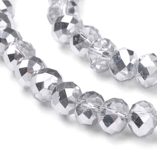 Cristal Chino Rondelle Facetado Medio Electrochapado Plateado 3 mm | 1 tira