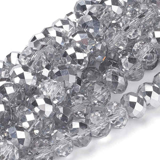 Cristal Chino Rondelle Facetado Medio Electrochapado Plateado 3 mm | 1 tira