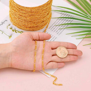 Cadena Figaro Hierro Hecha a Mano Sin Soldar Tono Platino u Oro | 1 m