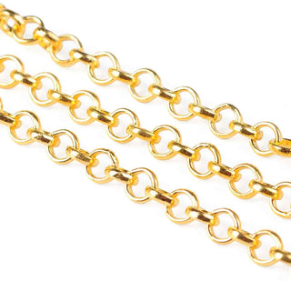 Cadena Rolo de Hierro Tono Dorado Libre de Plomo Eslabones 3×1 mm | 1 mt