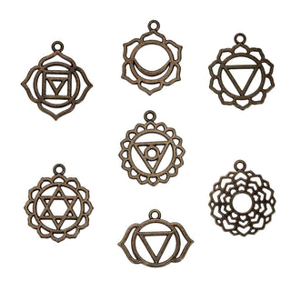 Dije Chacra Meditación Yoga Tono Bronce Envejecido | 1 ud | 7 modelos a elegir