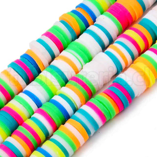 Abalorios de arcilla polimérica 6mm, cuentas Heishi, disco, color mezclado, matiz neón verde lima.