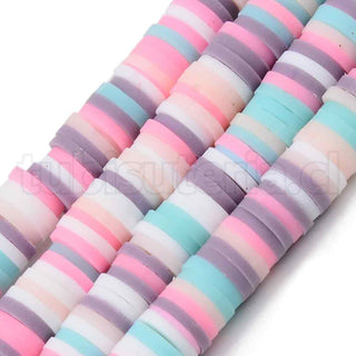 Abalorios de arcilla polimérica 6mm, cuentas Heishi, disco, color mezclado, matiz pastel.