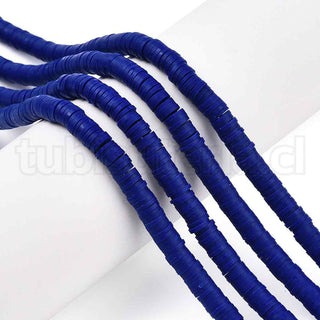 Abalorios de arcilla polimérica 6mm, cuentas Heishi, disco, color azul.
