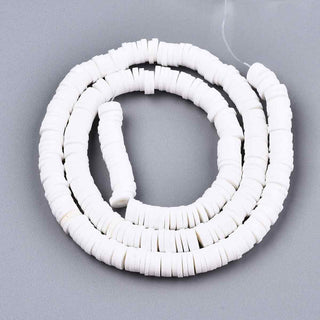 Abalorios de Arcilla Polimérica Heishi 6 mm Blanco | 1 tira