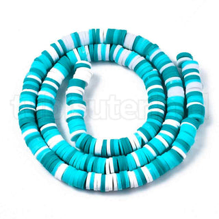 Abalorios de arcilla polimérica 6mm, cuentas Heishi, disco, color mezclado, matiz turquesa y cian.