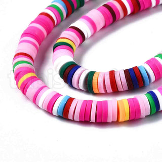 Abalorios de arcilla polimérica 6mm, cuentas Heishi, disco, color mezclado, matiz rosa fuerte y rosa claro