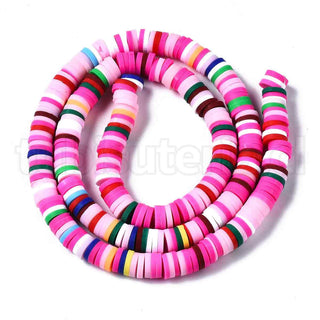 Abalorios de arcilla polimérica 6mm, cuentas Heishi, disco, color mezclado, matiz rosa fuerte y rosa claro