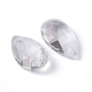 Lágrimas/Gotas Colgantes Vidrio Transparente Facetadas 28x17x9mm | 3 uds