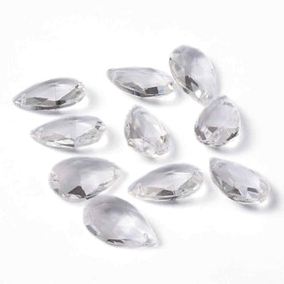 Lágrimas/Gotas Colgantes Vidrio Transparente Facetadas 28x17x9mm | 3 uds