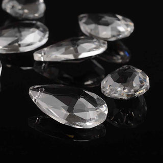 Lágrimas/Gotas Colgantes Vidrio Transparente Facetadas 28x17x9mm | 3 uds