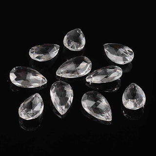 Lágrimas/Gotas Colgantes Vidrio Transparente Facetadas 28x17x9mm | 3 uds