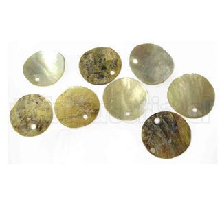 Pendientes o colgantes de concha de mar, 13mm, redondo plano, teñido, varios tonos para seleccionar.