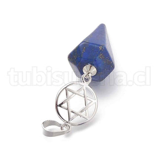 Péndulo de cono, piedras naturales, lapis lazuli, con broche de latón color platino, 5 diseños para seleccionar.