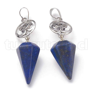 Péndulo de cono, piedras naturales, lapis lazuli, con broche de latón color platino, 5 diseños para seleccionar.