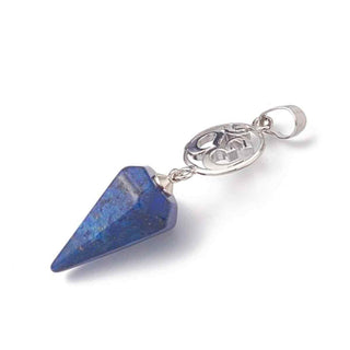 Péndulo Lapis Lázuli Facetado con Conector Calado Tono Plata | Diseño a Elegir