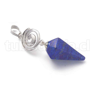 Péndulo de cono, piedras naturales, lapis lazuli, con broche de latón color platino, 5 diseños para seleccionar.