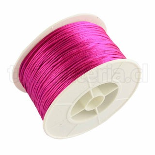 Cordón de nylon tubular, tipo satén, cola de ratón magenta, 1mm de espesor.