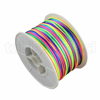 Cordón de nylon tubular, tipo satén, cola de ratón multicolor, 1mm de espesor.
