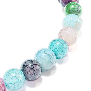 Abalorio Vidrio Redondo Imitación Ágata multicolor con Vetas craqueladas 8 mm | 1 tira