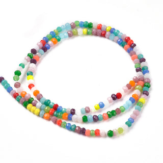 Cristal Chino Rondelle Facetado Multicolor Color Sólido Mezclado 3 mm | 1 tira