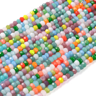 Cristal Chino Rondelle Facetado Multicolor Color Sólido Mezclado 3 mm | 1 tira